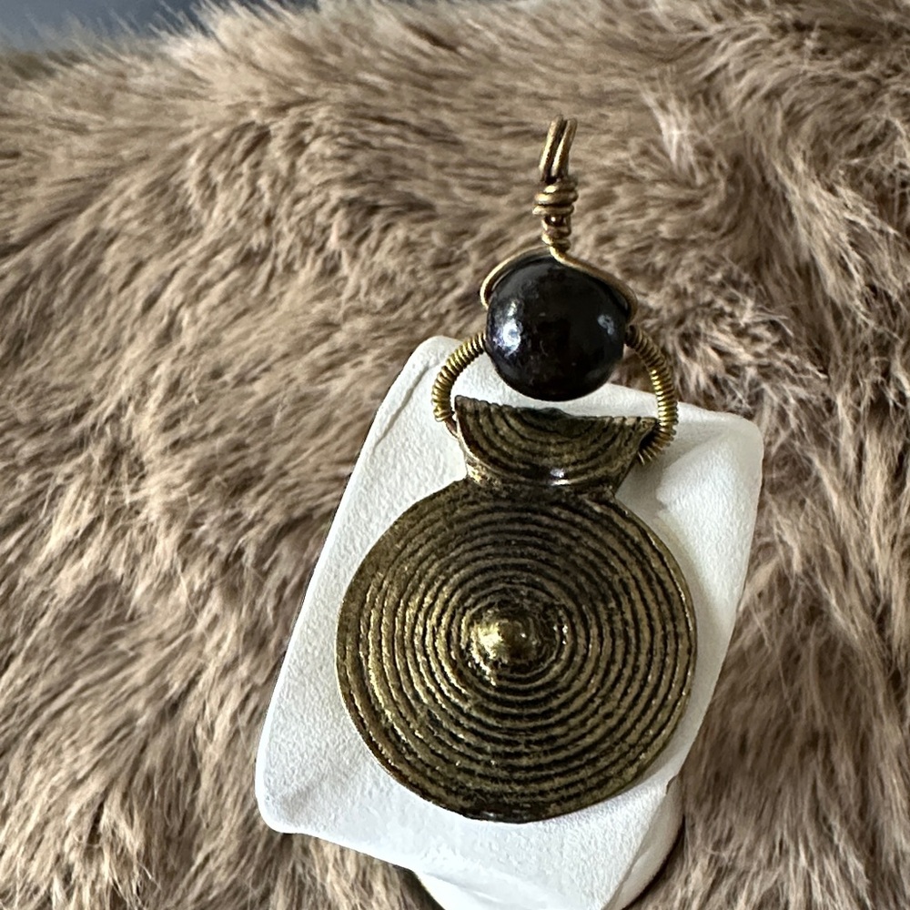 Gold and Black Spiral Pendant